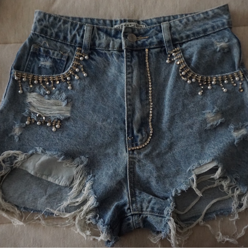 Embellished Denim Shorts